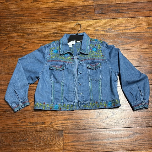 Vintage Country Wear Casuals Lorree G. Star Denim Jacket With Embroidery Size PL - Picture 15 of 15